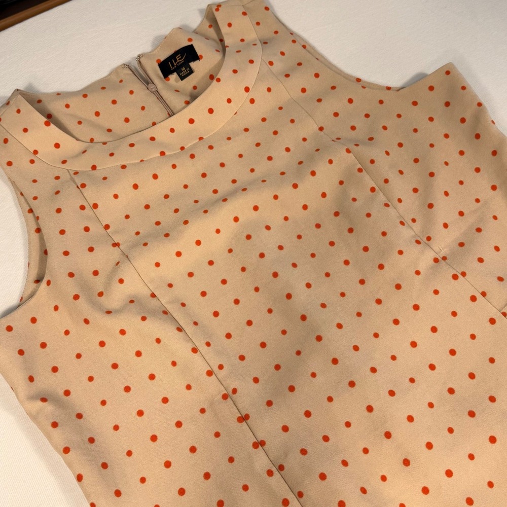 ILE New York Womens Orange Tan Polka‎ Dot Ombre Sheath Dress Size 16 Sleeveless - Picture 12 of 12